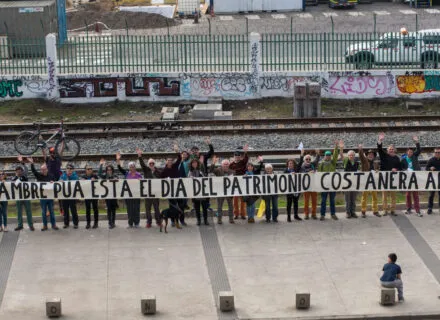 Grassroots organization Pacto Urbano La Matriz de Valparaíso protesting during the Chilean National Heritage Day. 