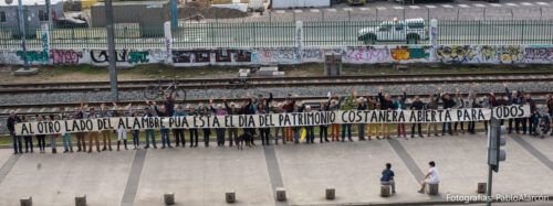 Grassroots organization Pacto Urbano La Matriz de Valparaíso protesting during the Chilean National Heritage Day. 