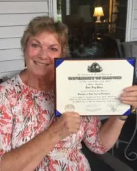 Rita Bass with her diploma