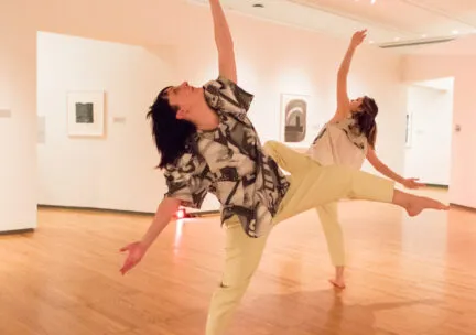 Women dancing in Krannert Art Museum