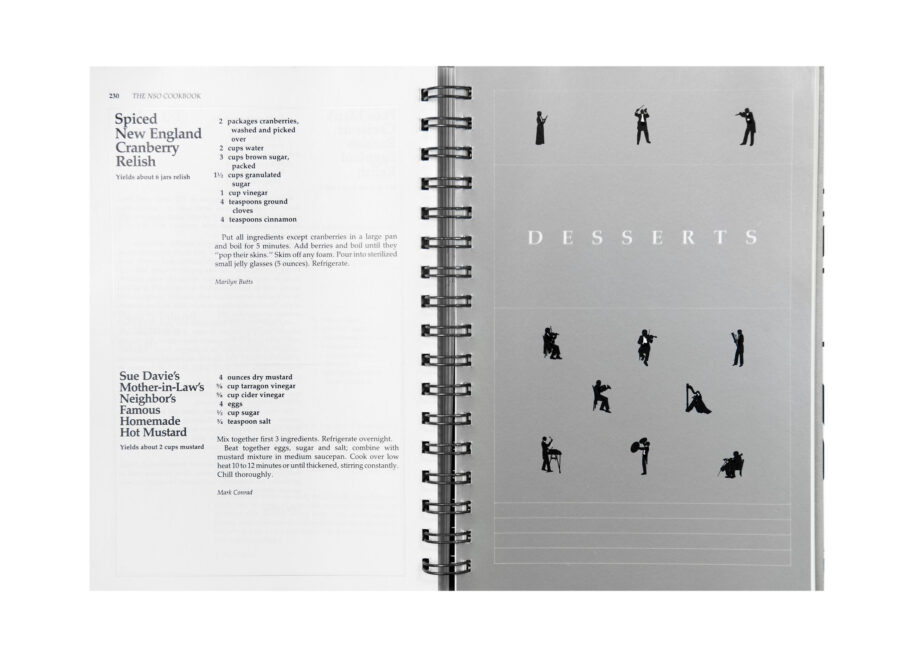 Specially designed inserts separated the different categories of recipes