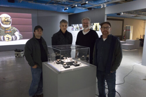 Matt Zywica, Mark Baskinger, Mark Rooker, and Dylan Vitone at the installation at Centre Pompidou