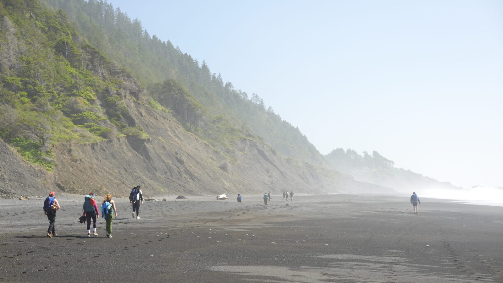 students on beach