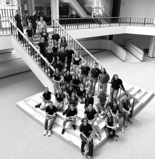 Meredith Chamber singers on steps of Krannert Center